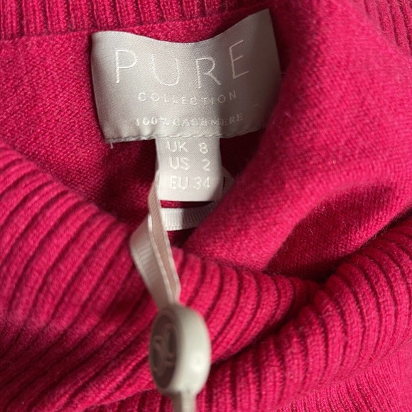 100% Cashmere Pure Collection Cowl Neck Sweater Winter Crimson NWT Size 2 EU 34 - Picture 8 of 11